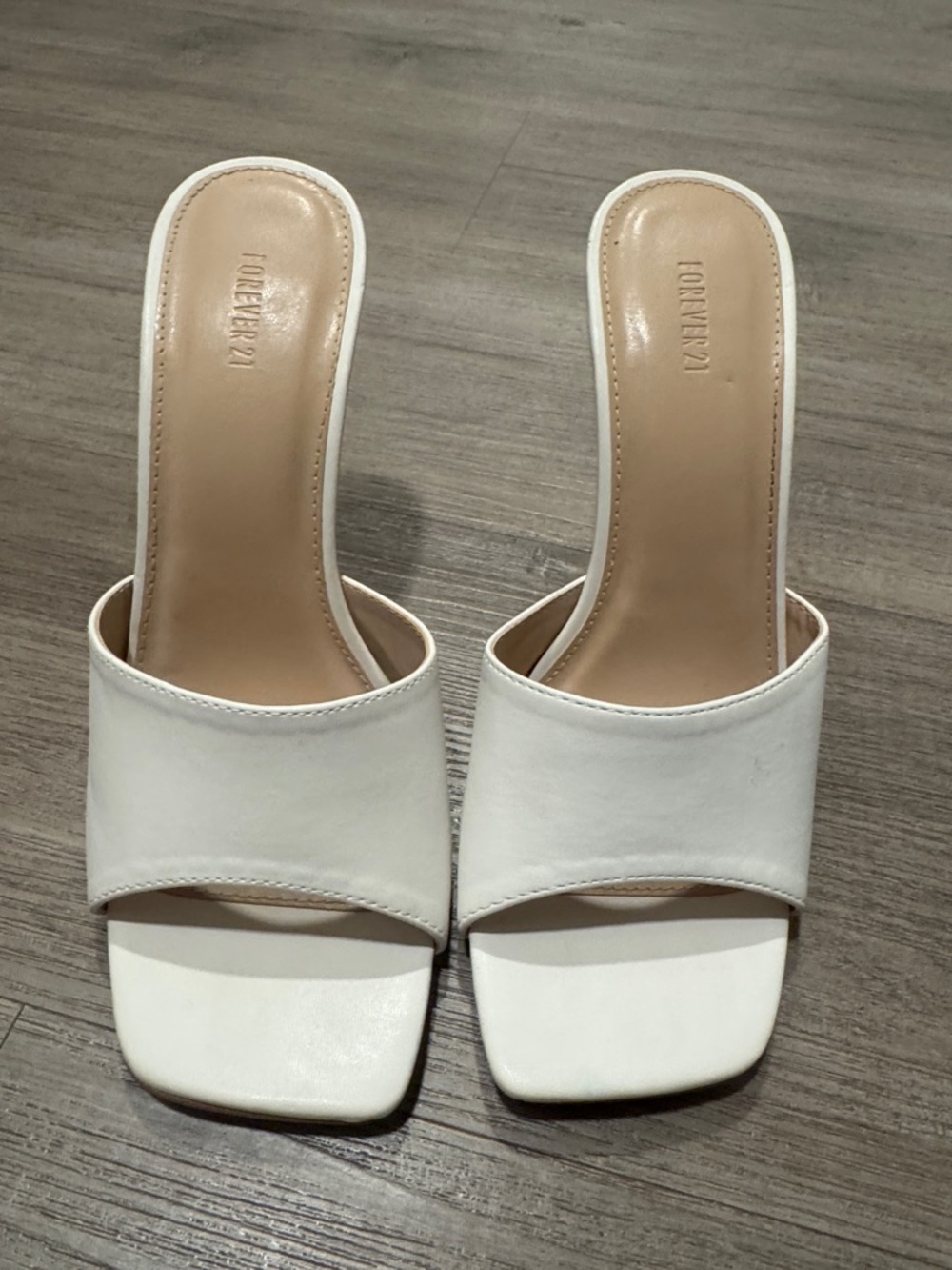 White Square-Toe Slide Mules